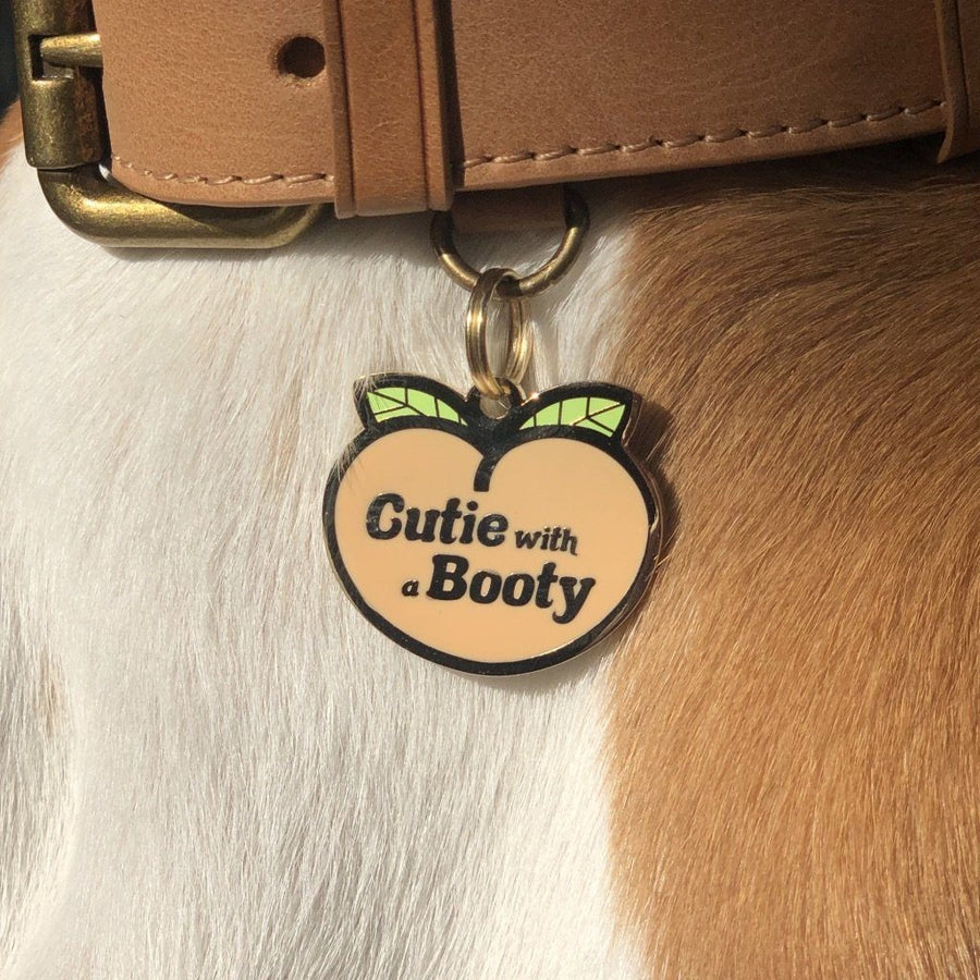 Cutie with a Booty Enamel Charm / ID Tag (Free Custom Engraving) Charms Two Tails 
